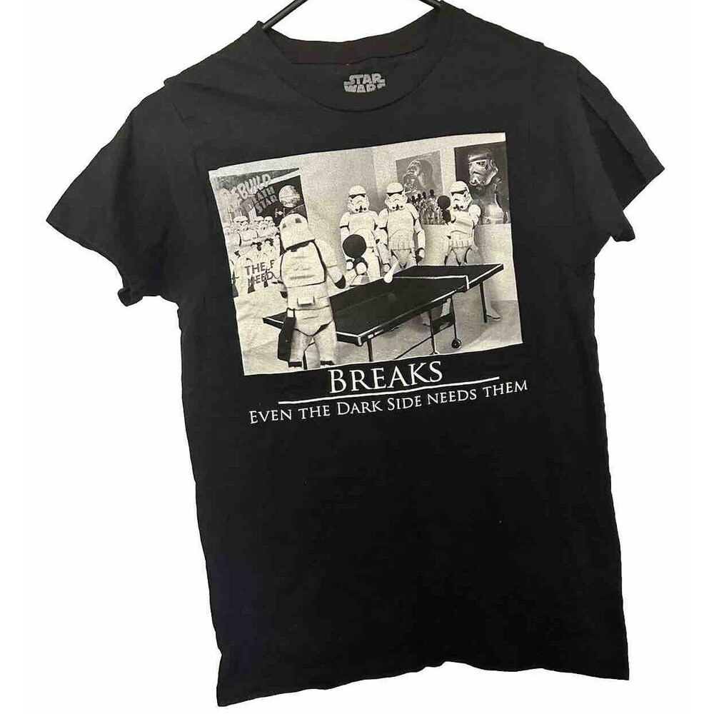 Star Wars Men's Small T-Shirt Storm Troopers Ping Pong Black Short Sleeve